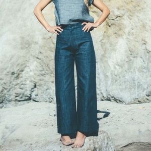 OZMA OF CALIFORNIA RAW DENIM HIGH WAISTED PANTS - Medium